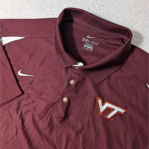 Nike Polo Shirt Mens 3XL Maroon Virginia Tech Hokies Dri-FIT 27058X-VT1